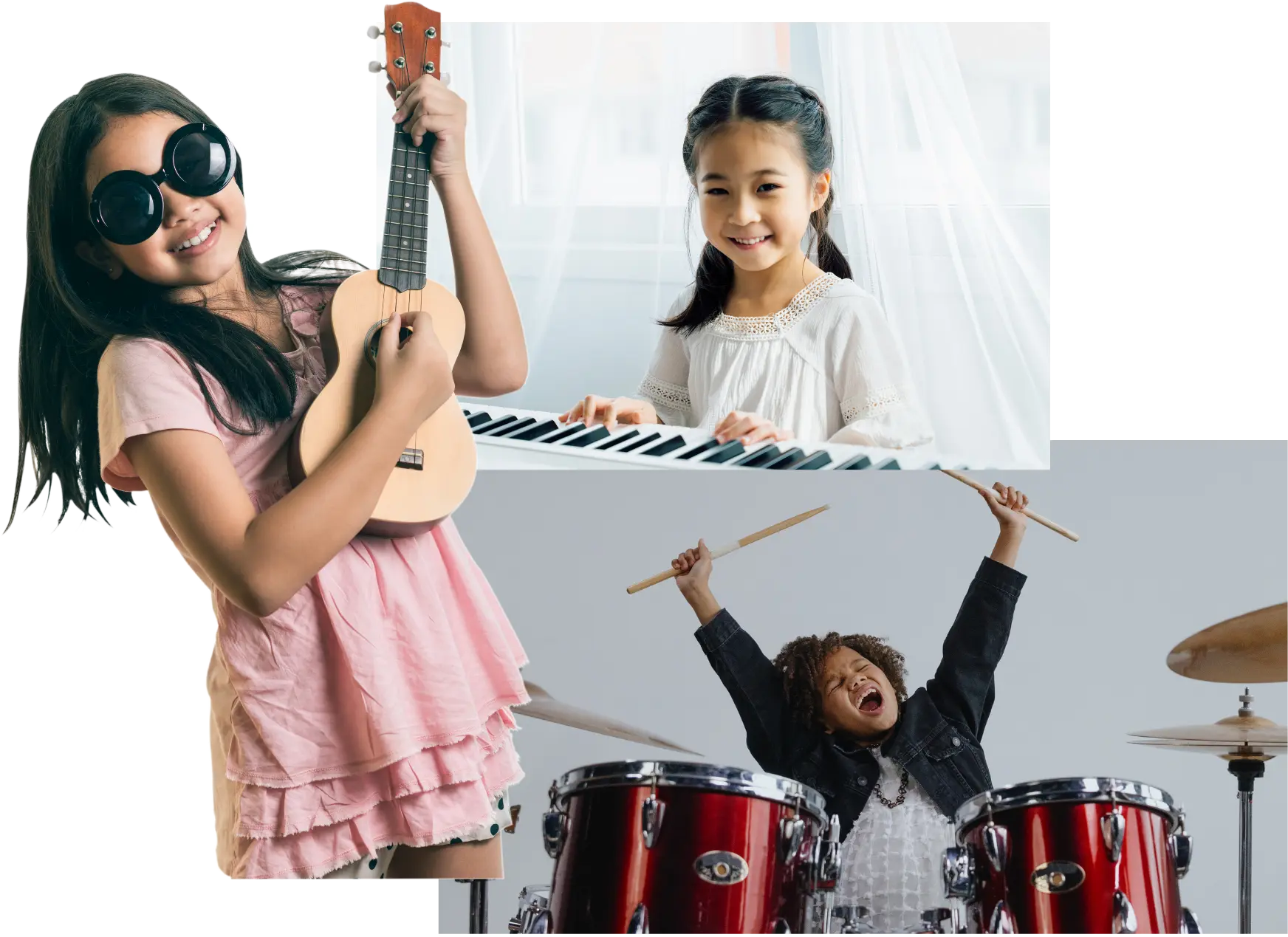 Young girls playing instruments